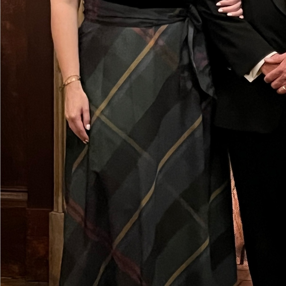 Lauren Ralph Lauren Black & Green Plaid Maxi Dress Perfect for Special Occasions